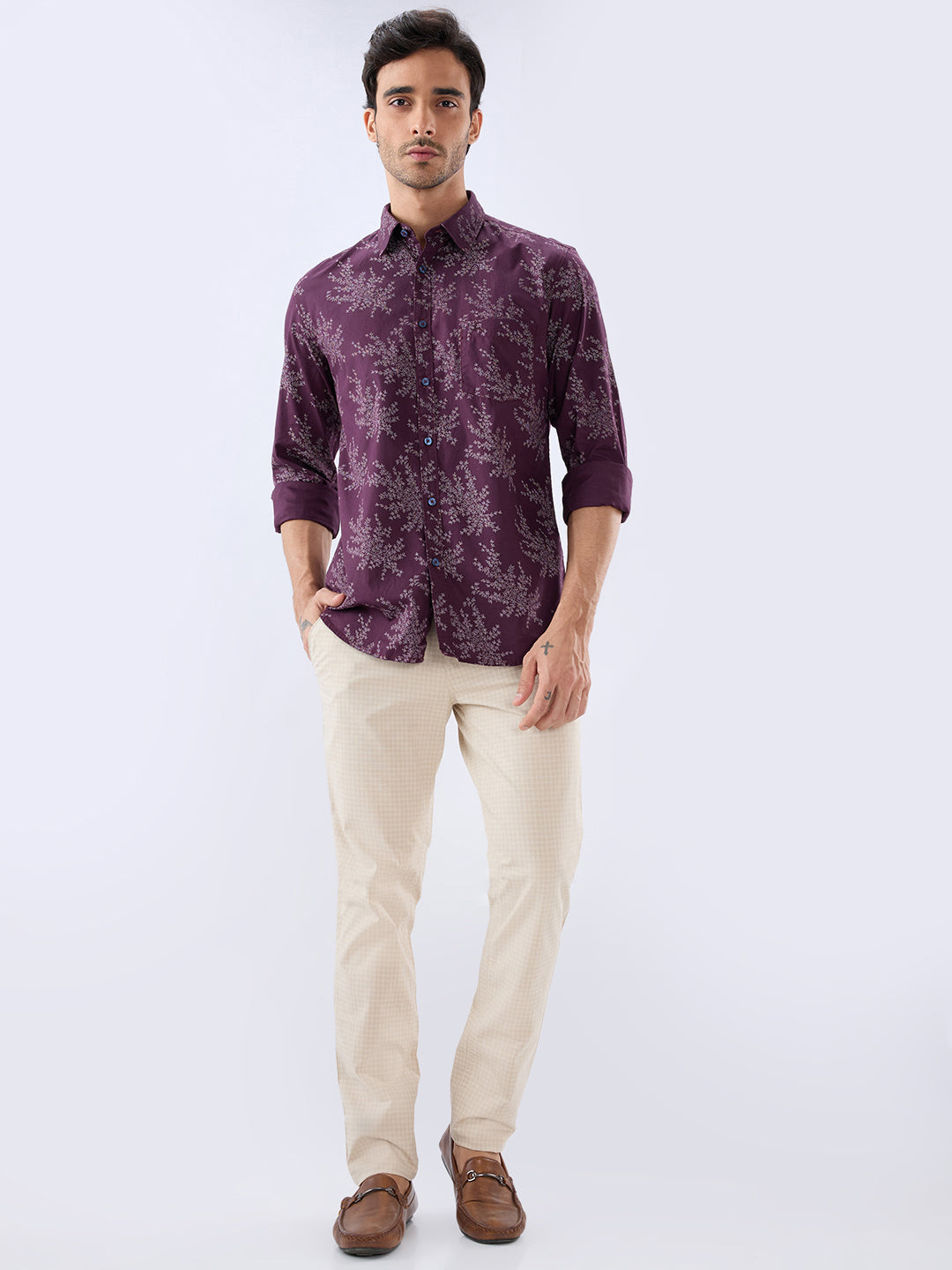 Parx Maroon Casual Shirt