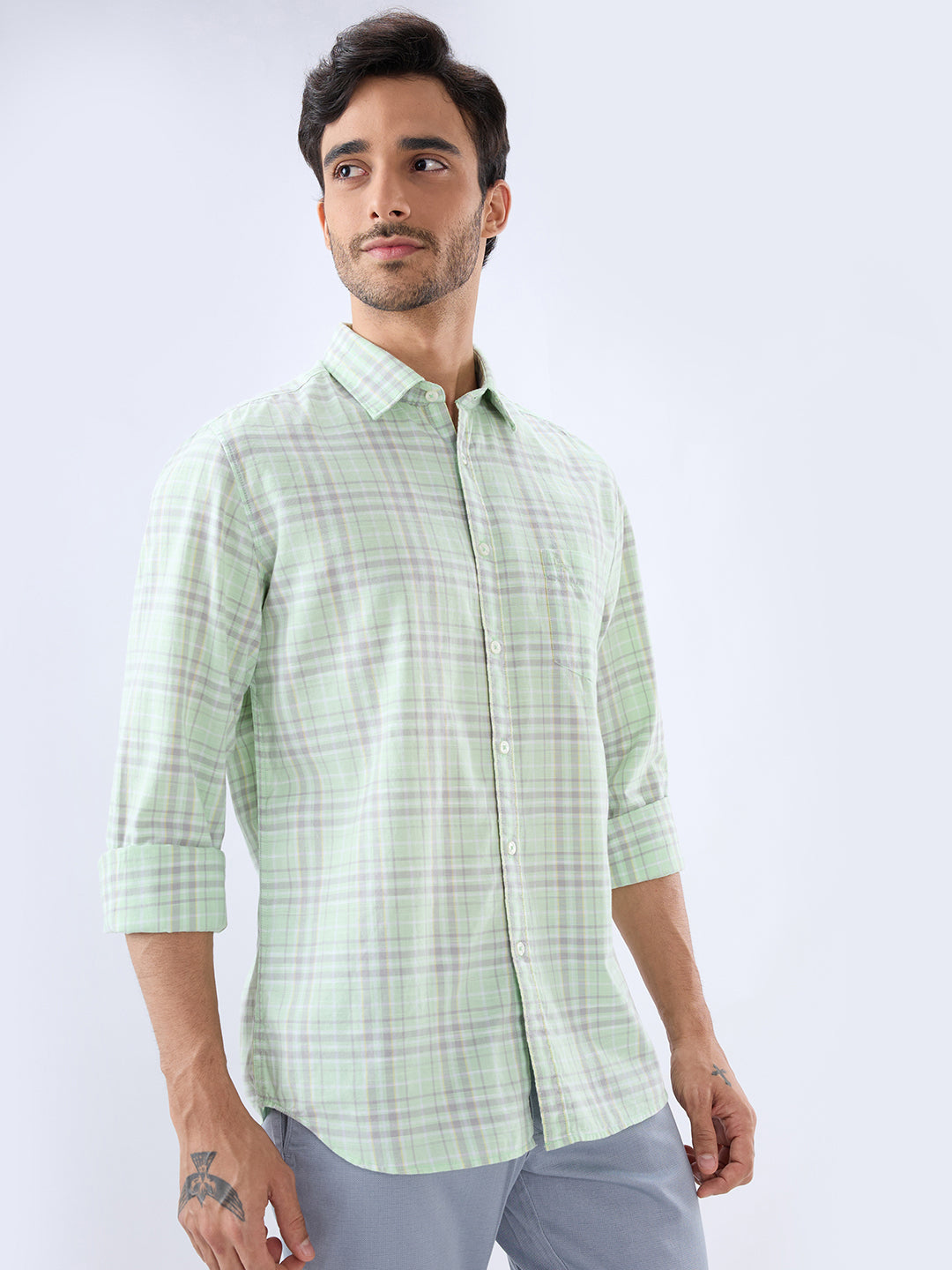 Parx Green Casual Shirt