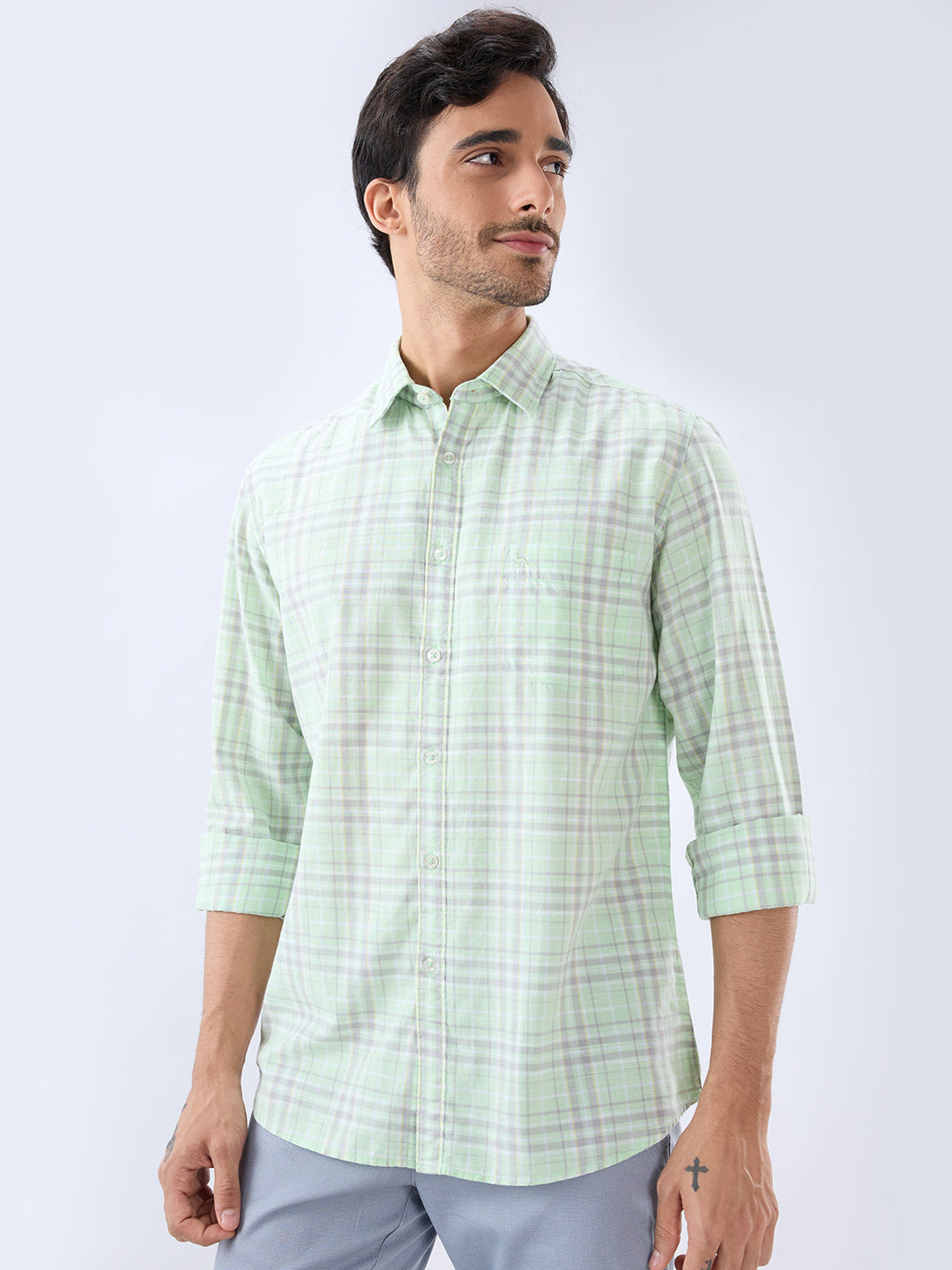 Parx Green Casual Shirt