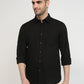 Parx Men Black Solid Slim Fit Cotton Casual Shirt