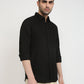 Parx Men Black Solid Slim Fit Cotton Casual Shirt