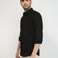 Parx Men Black Solid Slim Fit Cotton Casual Shirt
