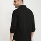Parx Men Black Solid Slim Fit Cotton Casual Shirt