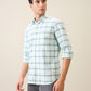 Parx Men Green Checks Slim Fit Cotton Casual Shirt