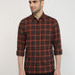 Parx Men Brown Checks Slim Fit Cotton Casual Shirt