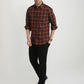 Parx Men Brown Checks Slim Fit Cotton Casual Shirt