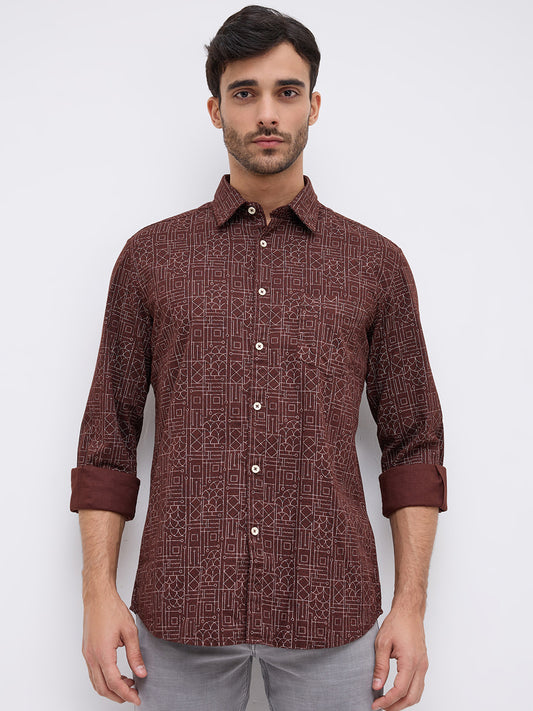 Parx Brown Casual Shirt