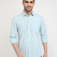 Parx Men Blue Printed Slim Fit Cotton Casual Shirt
