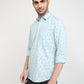 Parx Men Blue Printed Slim Fit Cotton Casual Shirt
