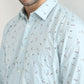 Parx Men Blue Printed Slim Fit Cotton Casual Shirt