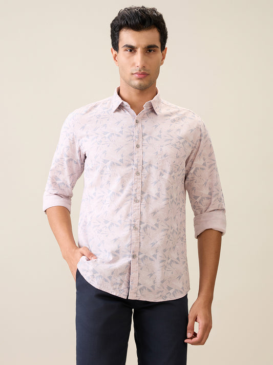 Parx Men Pink Printed Slim Fit Cotton Casual Shirt