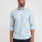 Parx Men Blue Checks Slim Fit Cotton Blend Casual Shirt