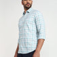 Parx Men Blue Checks Slim Fit Cotton Blend Casual Shirt