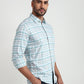Parx Men Blue Checks Slim Fit Cotton Blend Casual Shirt