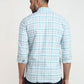 Parx Men Blue Checks Slim Fit Cotton Blend Casual Shirt