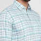 Parx Men Blue Checks Slim Fit Cotton Blend Casual Shirt