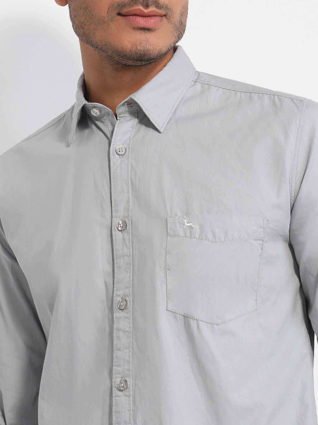 Parx Men Grey Slim Fit Solid Casual Shirt