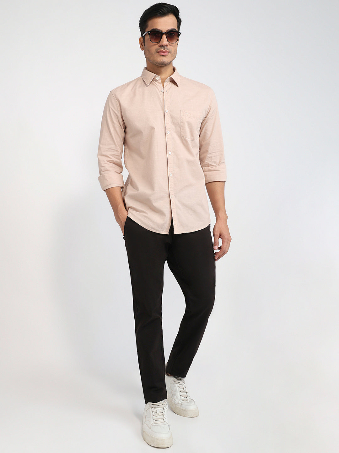 Parx Men Fawn Slim Fit Solid Casual Shirt