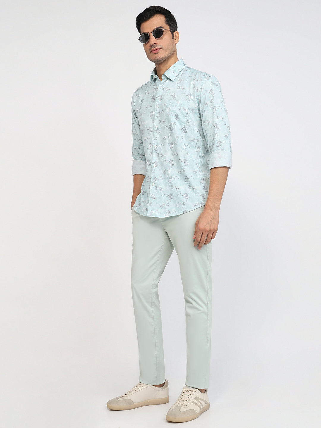 Parx Men Green Slim Fit Print Casual Shirt