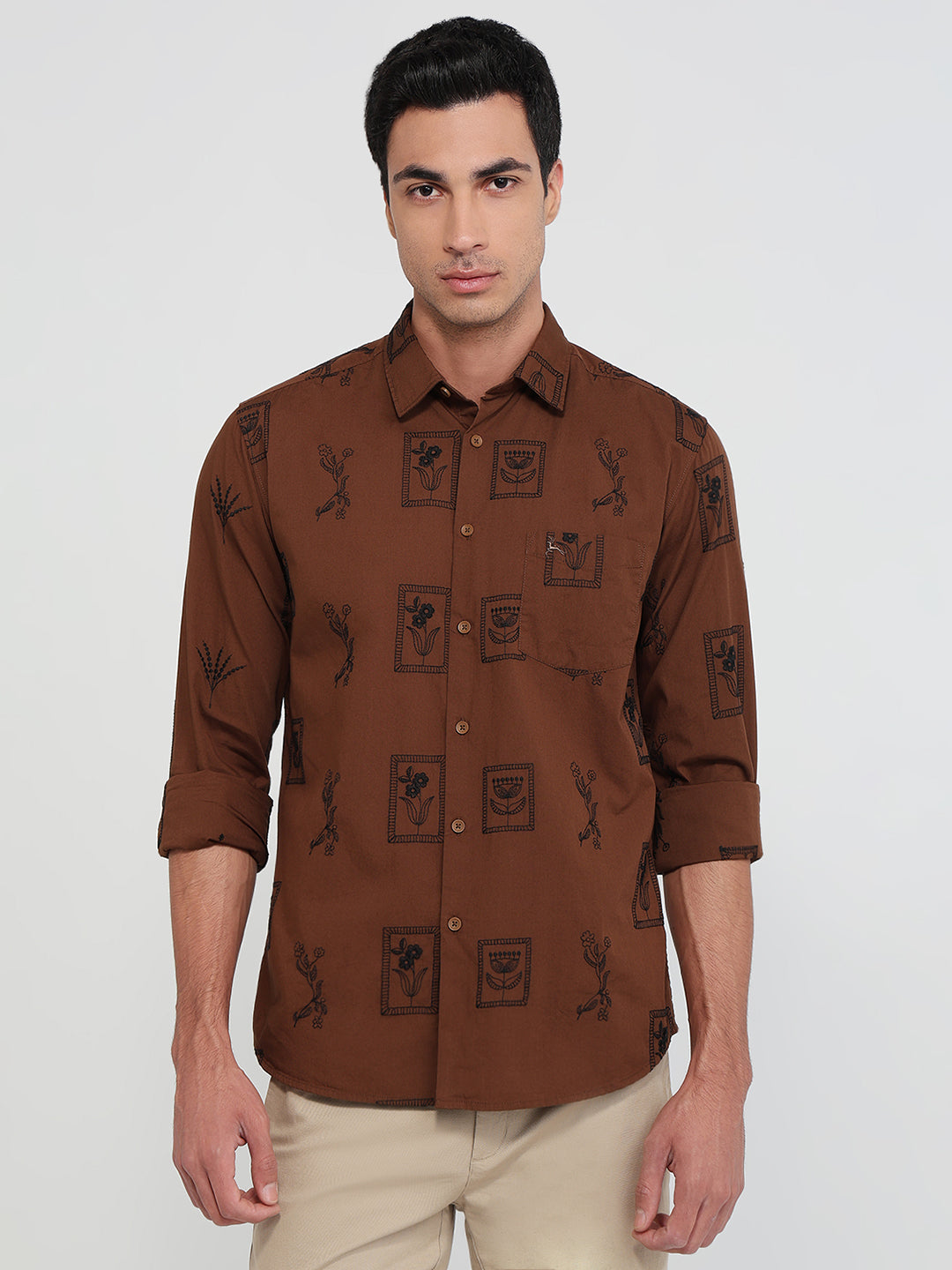Parx Brown Casual Shirt
