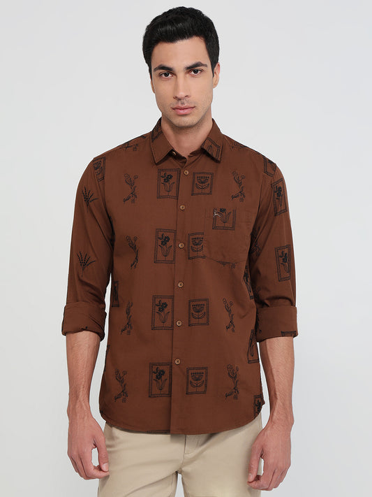 Parx Brown Casual Shirt