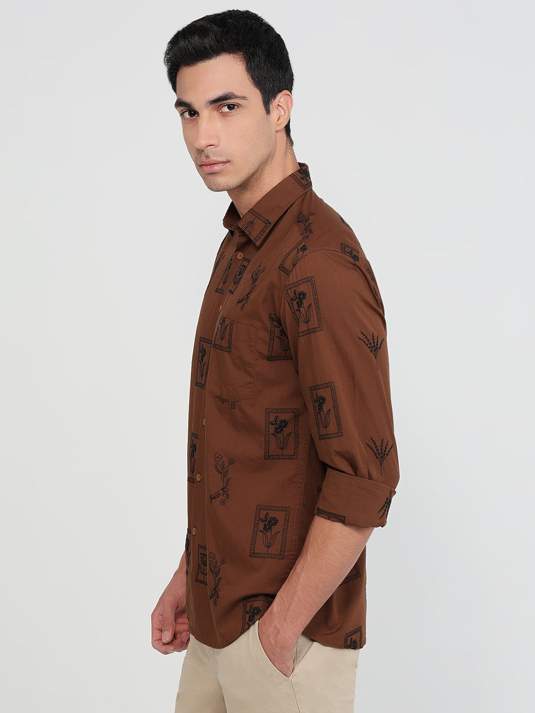 Parx Brown Casual Shirt
