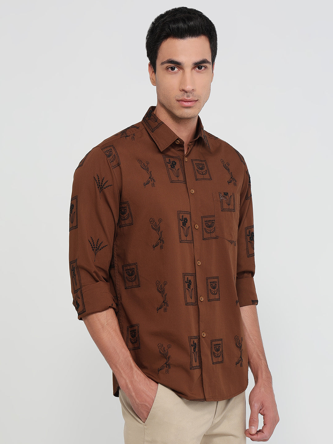 Parx Brown Casual Shirt