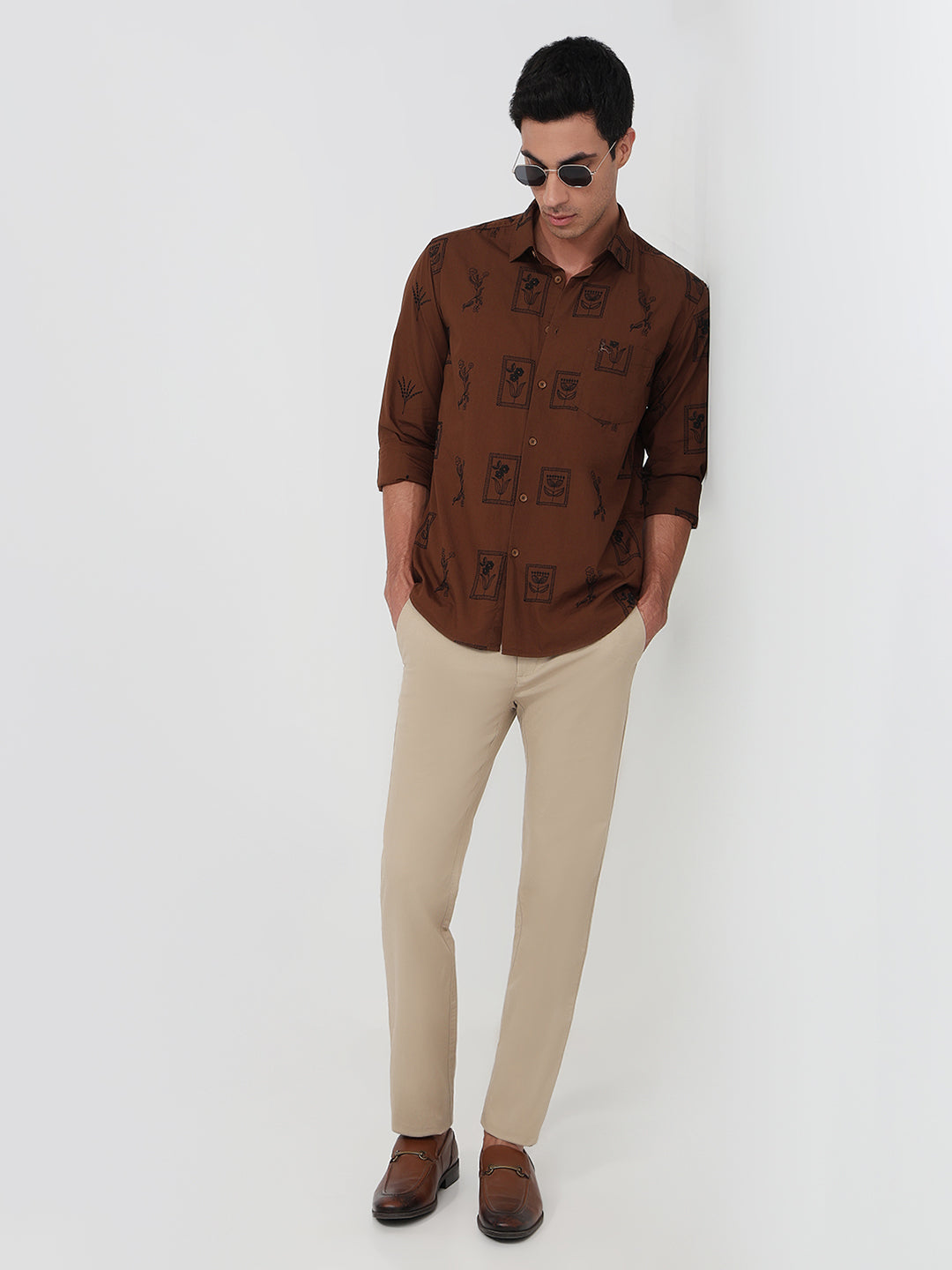 Parx Brown Casual Shirt