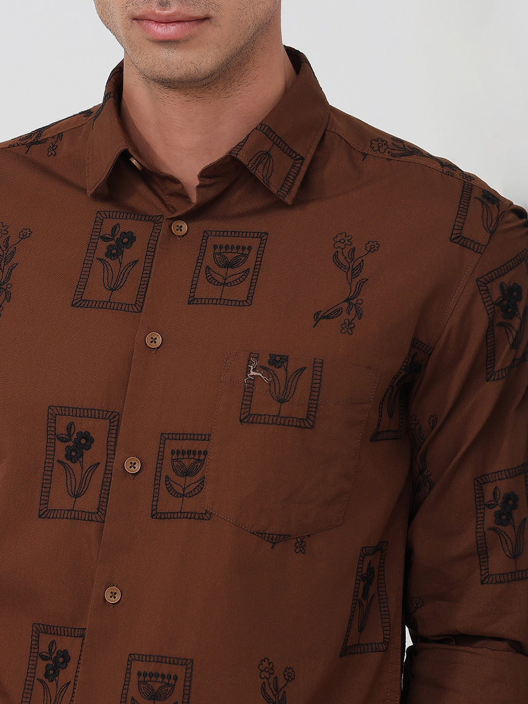 Parx Brown Casual Shirt