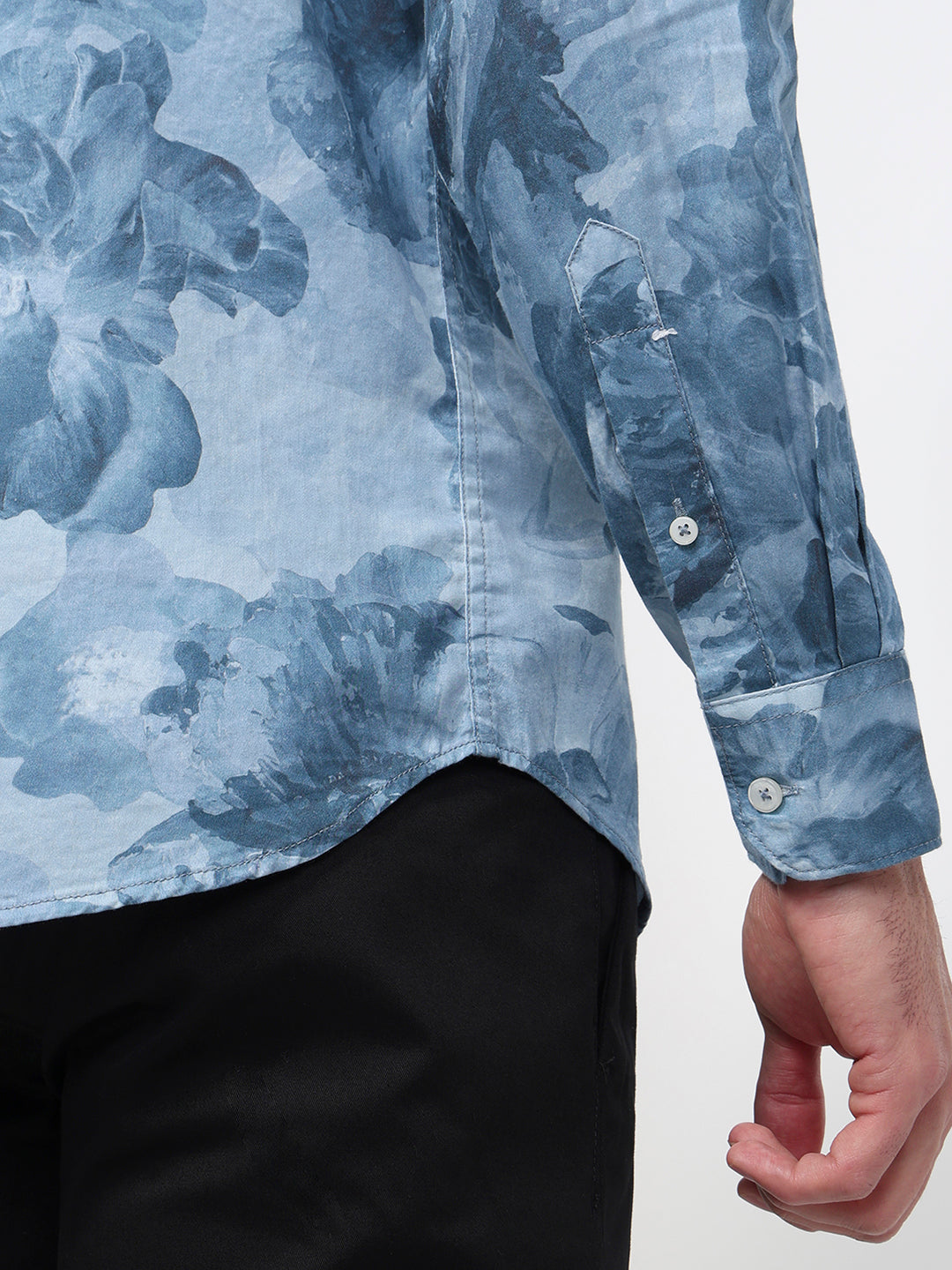 Parx Men Blue Slim Fit Print Casual Shirt
