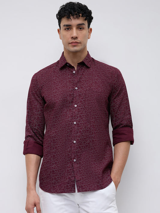 Parx Maroon Casual Shirt