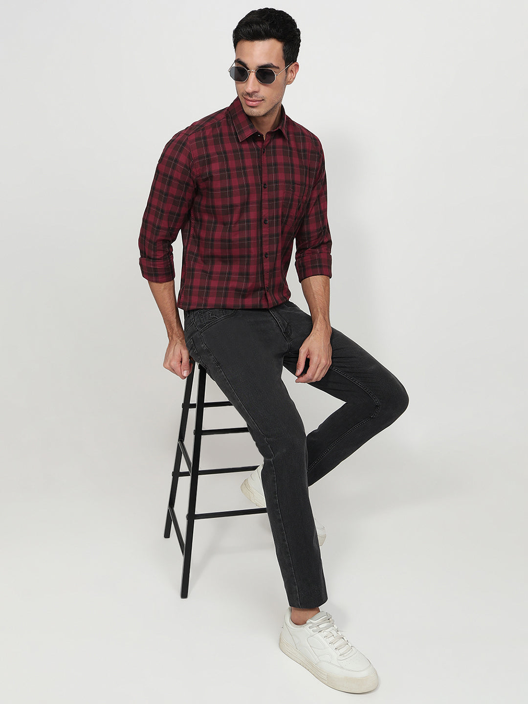 Parx Maroon Casual Shirt
