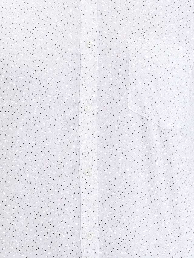 Parx White Printed Slim Fit Cotton Casual Shirt