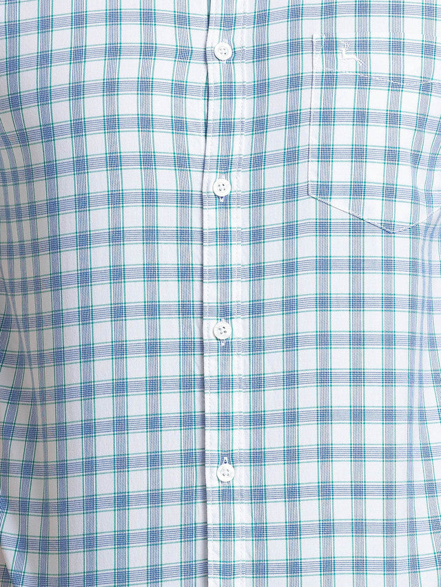 Parx Men Blue Checks Slim Fit Cotton Casual Shirt