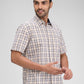 Parx Brown Checks Slim Fit Cotton Casual Shirt