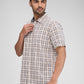 Parx Brown Checks Slim Fit Cotton Casual Shirt