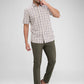 Parx Brown Checks Slim Fit Cotton Casual Shirt