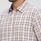 Parx Brown Checks Slim Fit Cotton Casual Shirt