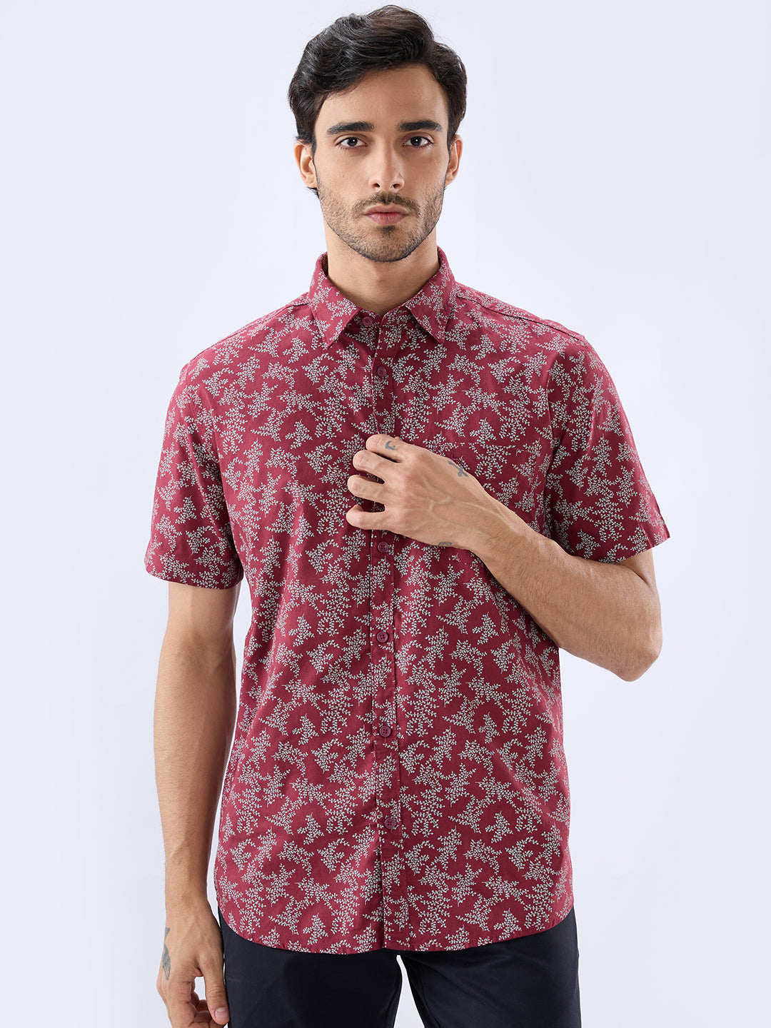 Parx Maroon Casual Shirt
