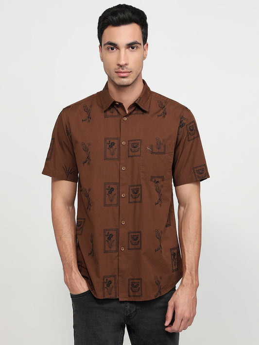 Parx Brown Casual Shirt