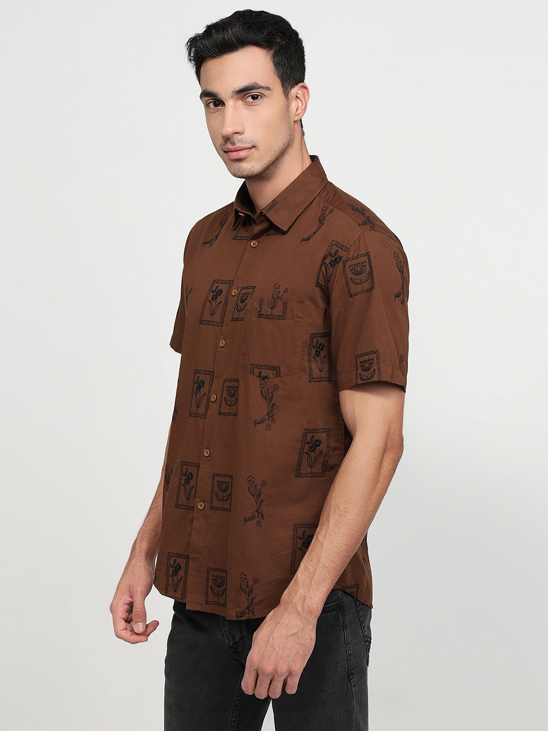 Parx Brown Casual Shirt