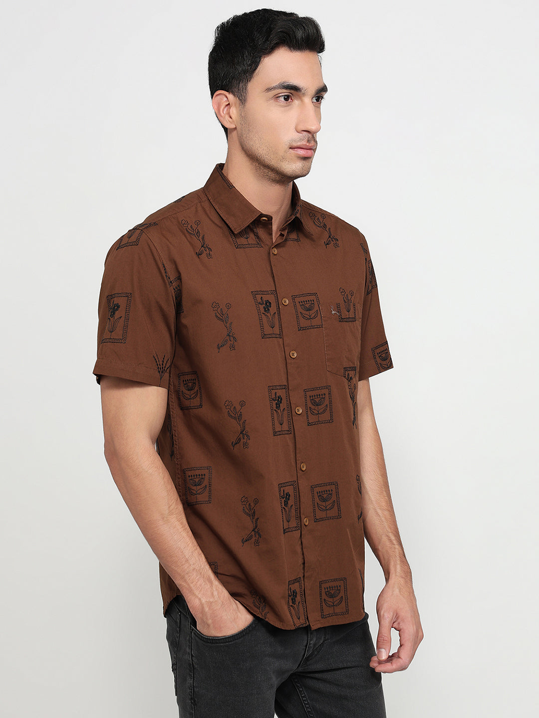 Parx Brown Casual Shirt