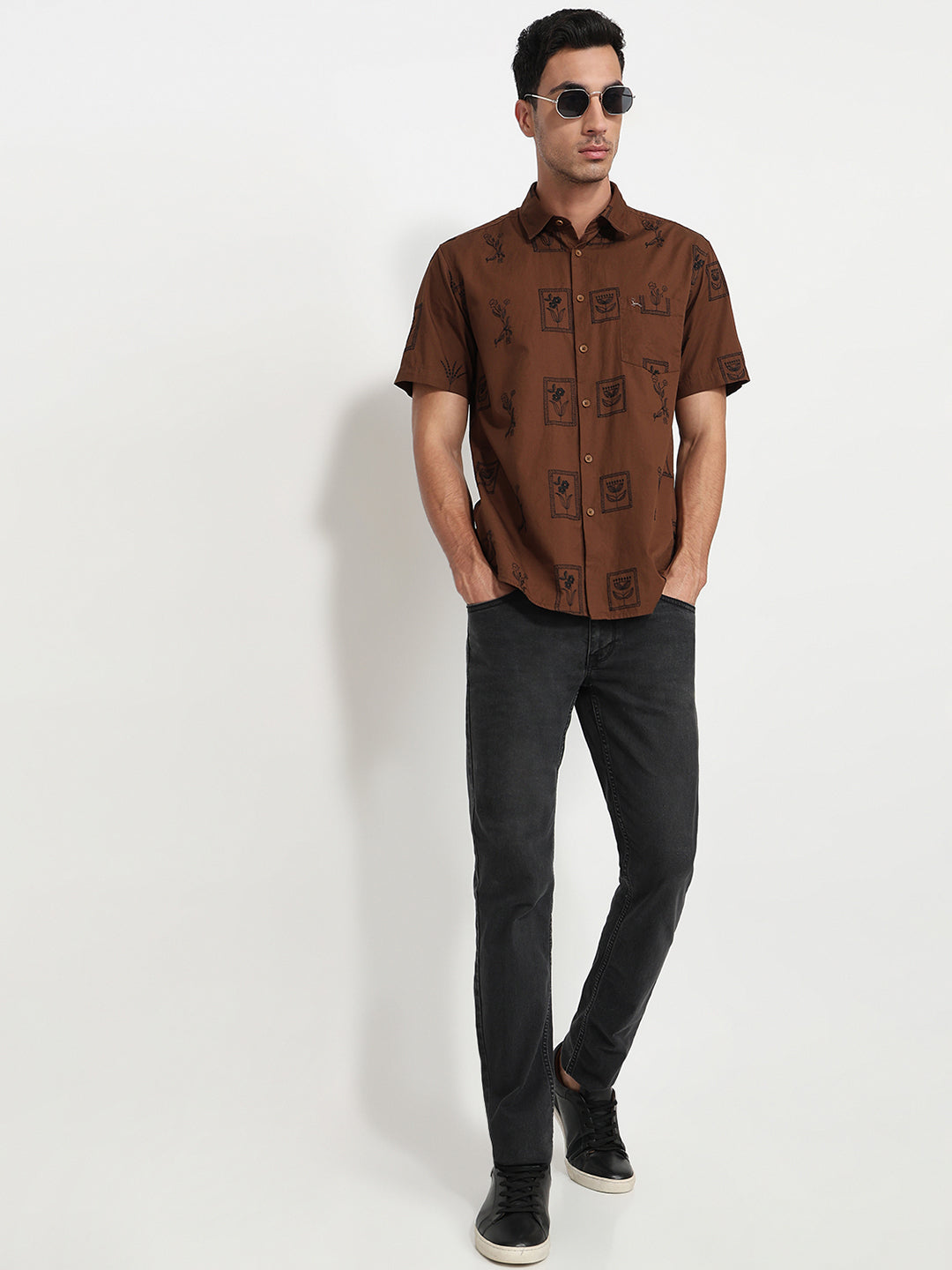 Parx Brown Casual Shirt