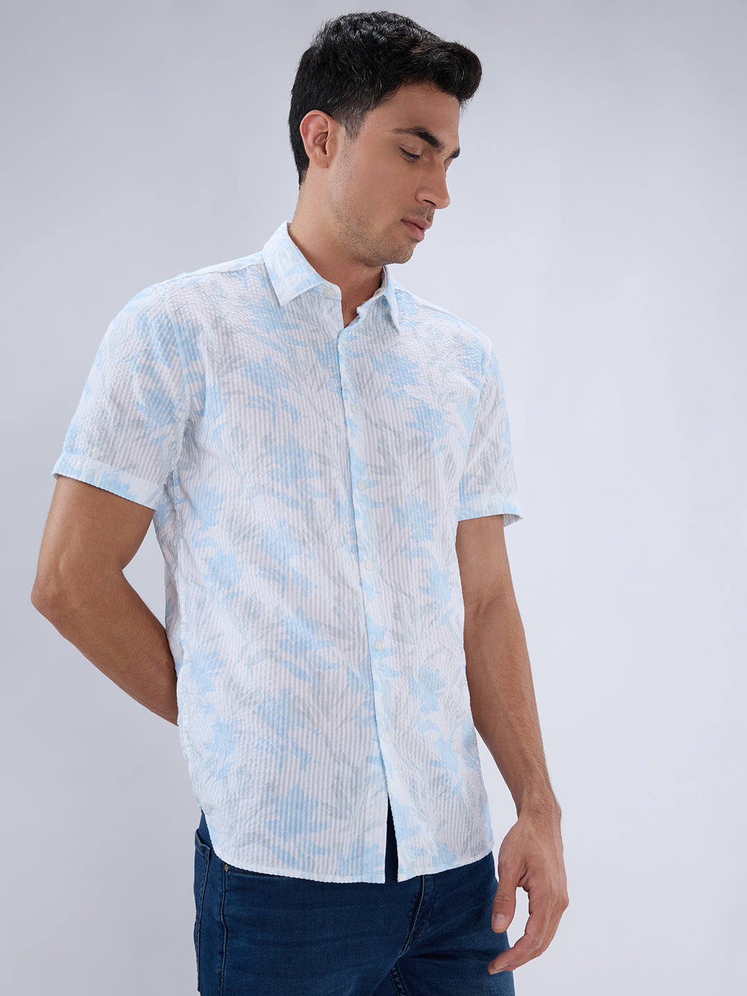 Parx Blue Casual Shirt