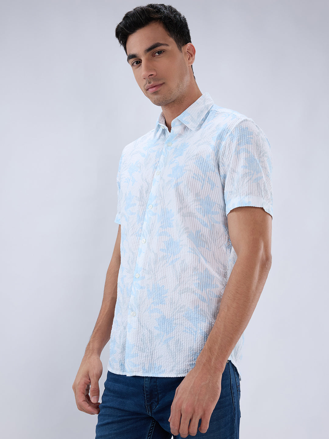 Parx Blue Casual Shirt
