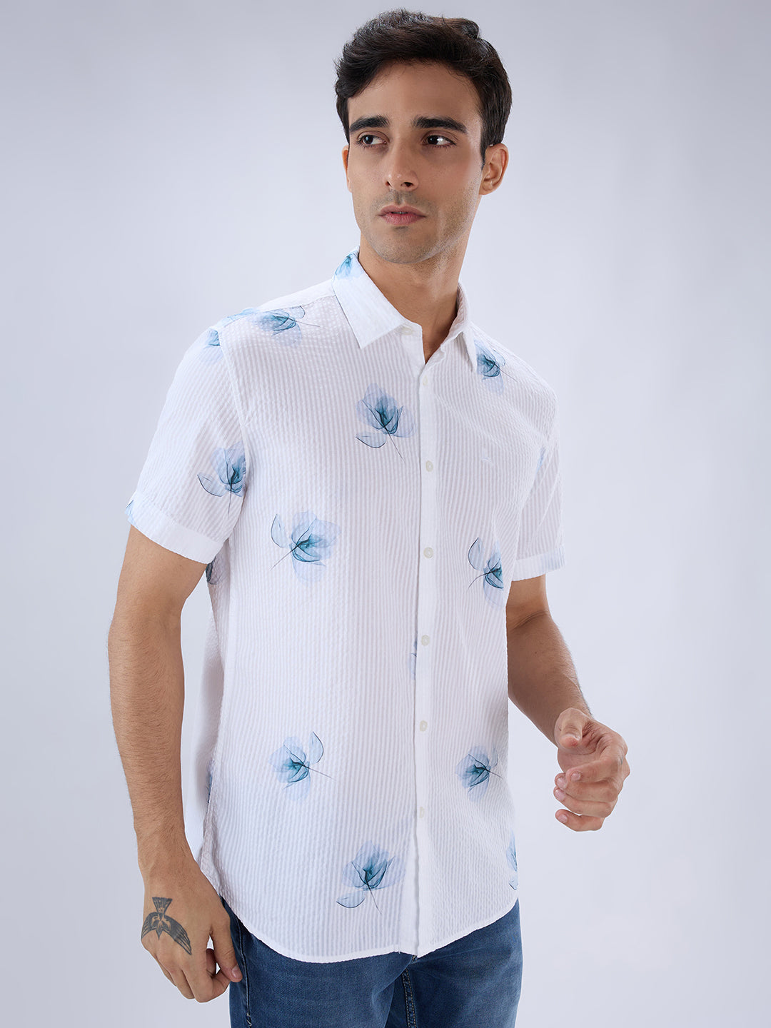 Parx Blue Casual Shirt
