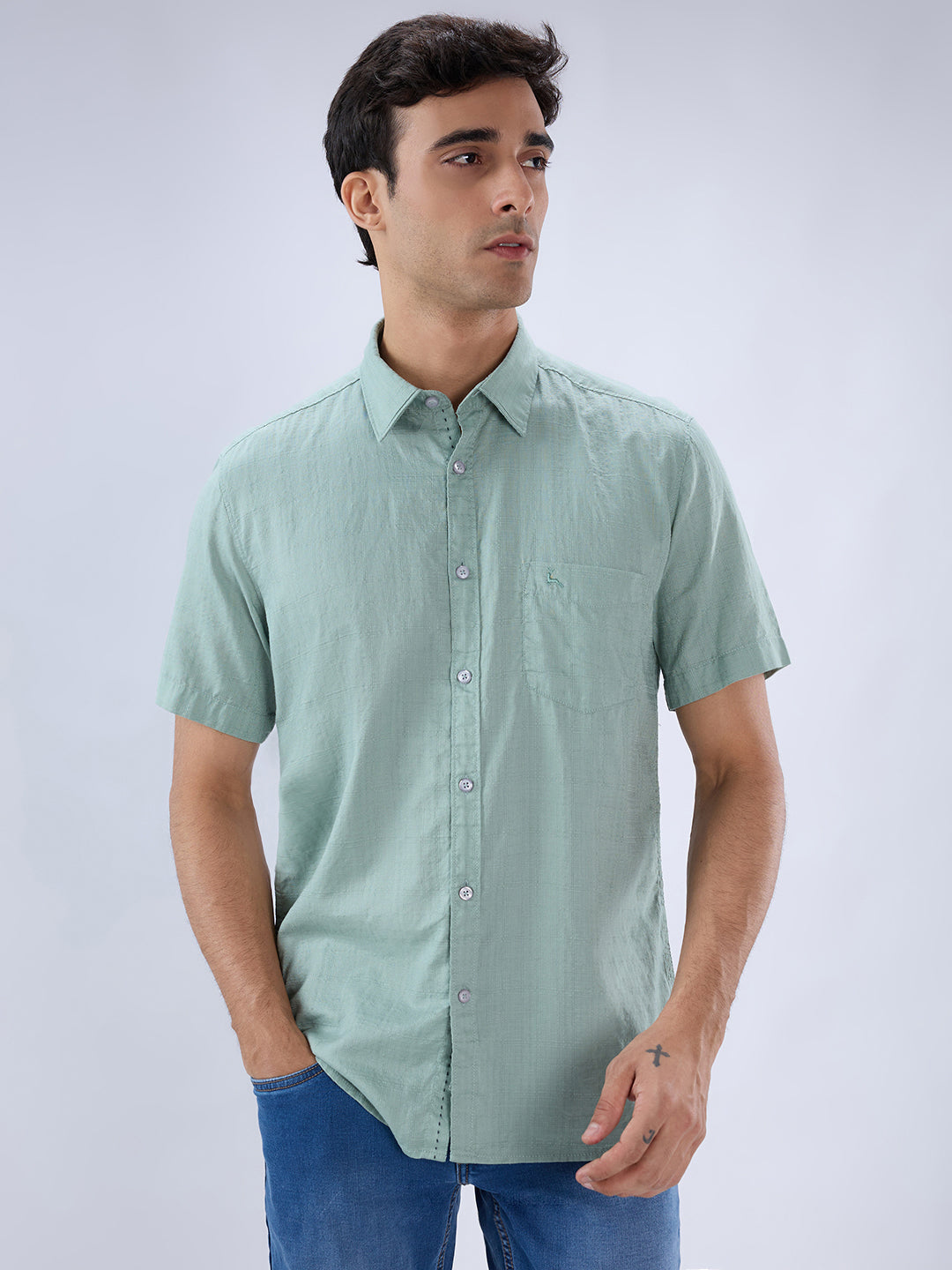 Parx Green Casual Shirt