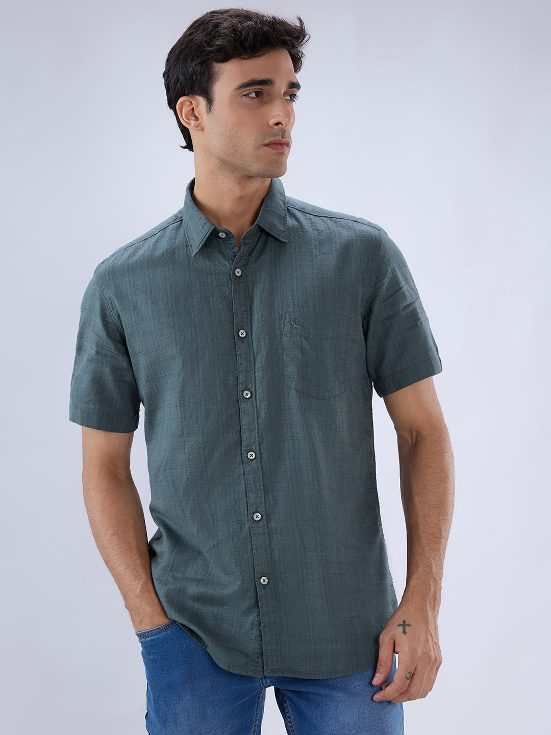 Parx Green Casual Shirt