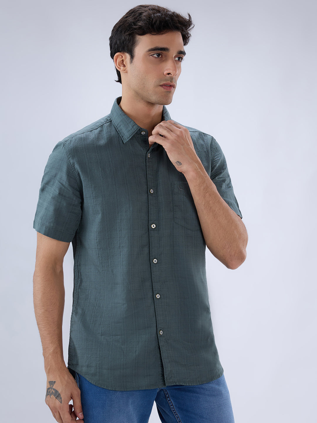 Parx Green Casual Shirt