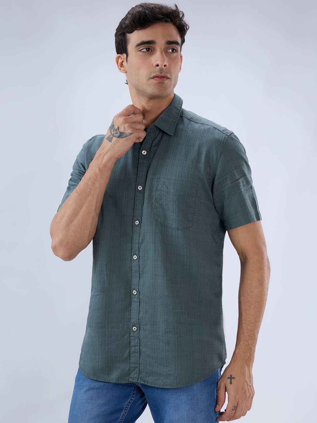 Parx Green Casual Shirt